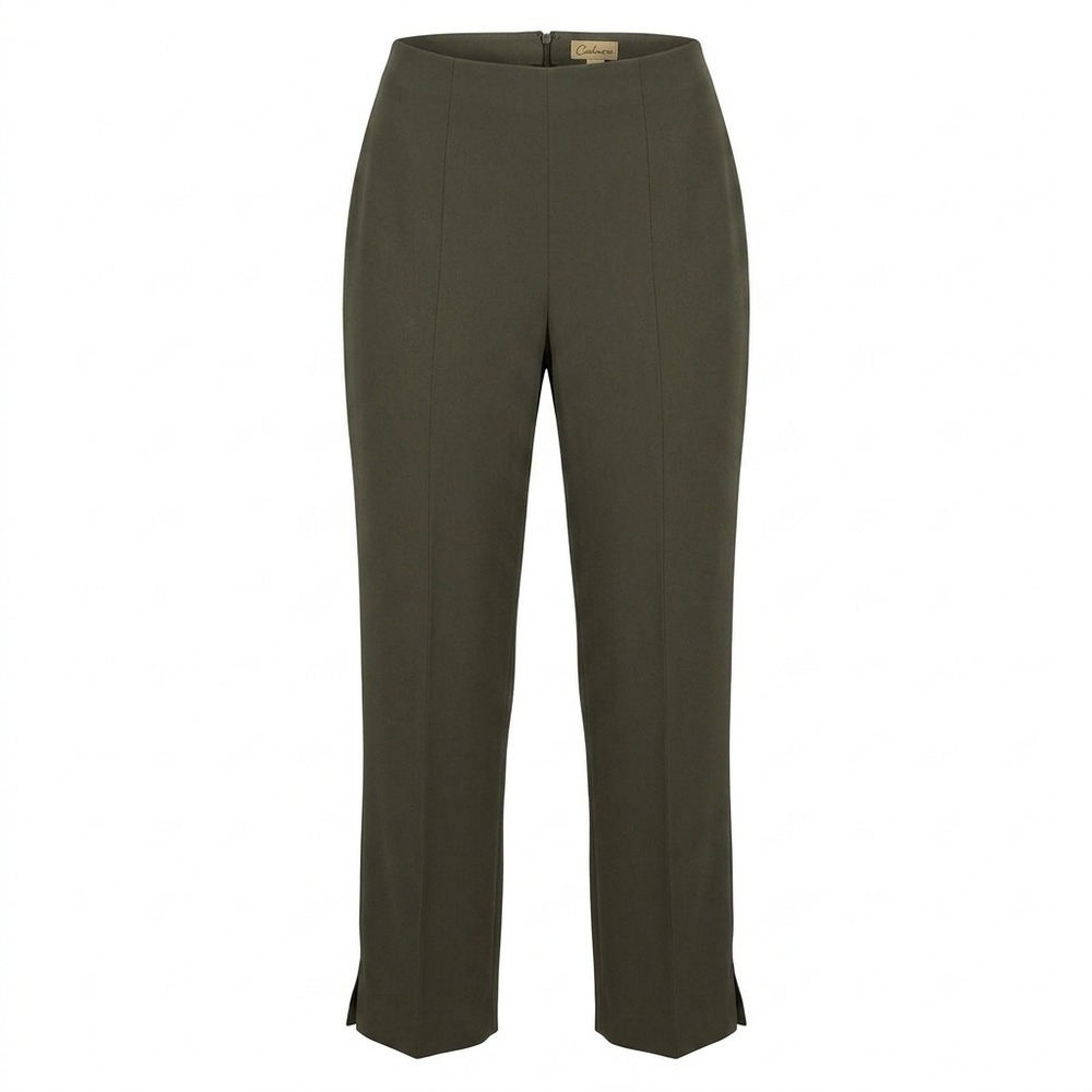 Caslon Dress Pants Women's Olive Green Size 4 Flat Front Side Slit Zip Closure